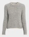 Sofia Cashmere Crewneck Boucle Knit Sweater In Gray