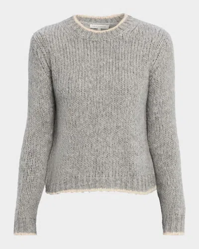 Sofia Cashmere Crewneck Boucle Knit Sweater In Gray