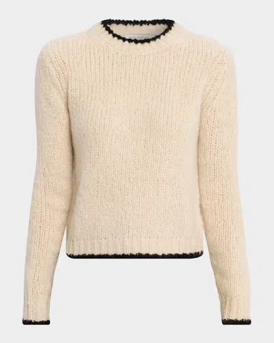 Sofia Cashmere Crewneck Boucle Knit Sweater In Neutral