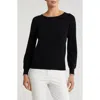 Sofia Cashmere Crewneck Imitation Pearl Cashmere Sweater In Black