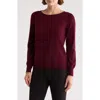 Sofia Cashmere Crewneck Imitation Pearl Cashmere Sweater In Burgundy