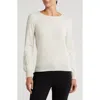 Sofia Cashmere Crewneck Imitation Pearl Cashmere Sweater In Ivory