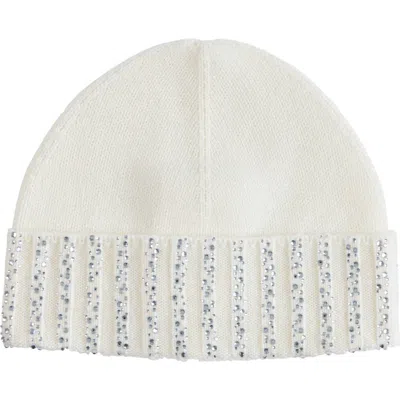 Sofia Cashmere Crystal Cuffed Cashmere Beanie In Ivory