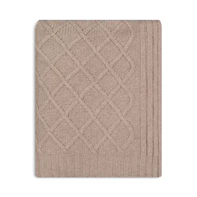 Sofia Cashmere Diamond Knit Cashmere Throw Blanket In Brown