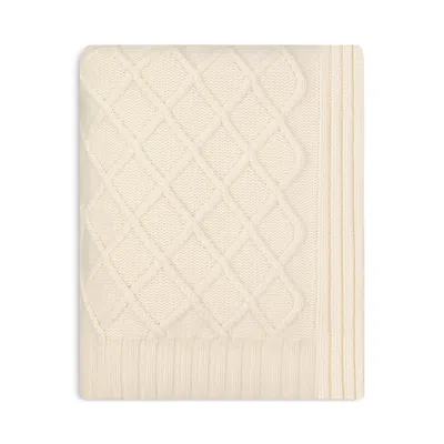 Sofia Cashmere Diamond Knit Cashmere Throw Blanket In Brown