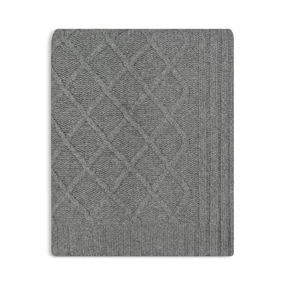Sofia Cashmere Diamond Knit Cashmere Throw Blanket In Gray