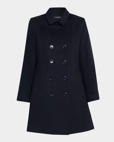 Sofia Cashmere Double-breasted Cashmere Peacoat In Blue