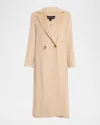 Sofia Cashmere Double-breasted Long Camel Wool Coat In Neutral