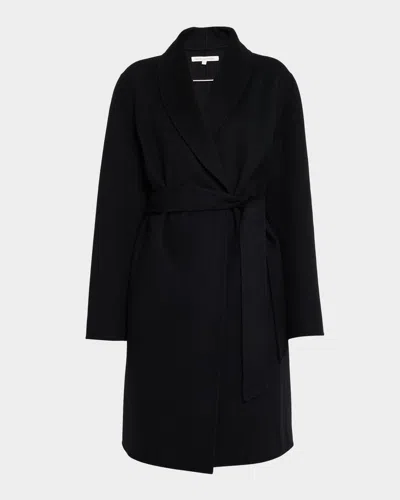 Sofia Cashmere Double-face Belted Wrap Coat In Black