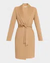 Sofia Cashmere Double-face Belted Wrap Coat In Brown