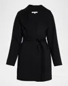 Sofia Cashmere Double Face Wool Blend Wrap Coat In Black