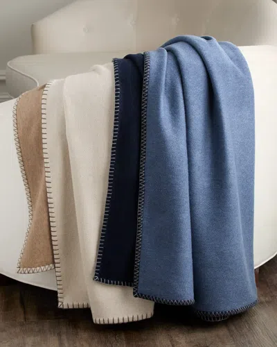 Sofia Cashmere Double-face Cashmere Throw With Contrast Stitch, 50" X 76" In Navy/denim