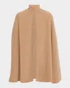 Sofia Cashmere Double-face Cashmere Turtleneck Cape In Brown