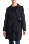 Sofia Cashmere Double Face Wool & Cashmere Wrap Coat In Black