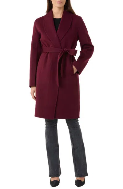 Sofia Cashmere Double Face Wool & Cashmere Wrap Coat In Bordeaux
