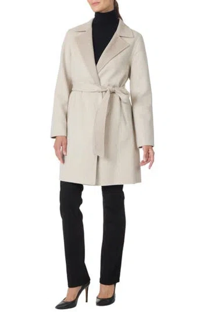 Sofia Cashmere Double Face Wool & Cashmere Wrap Coat In Oatmeal / Beige