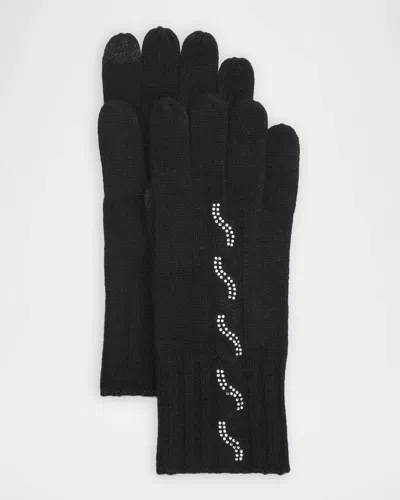 Sofia Cashmere Embellished Cashmere Touchscreen Gloves In 001blk
