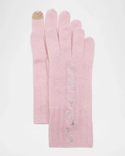 Sofia Cashmere Embellished Cashmere Touchscreen Gloves In Baby Pink
