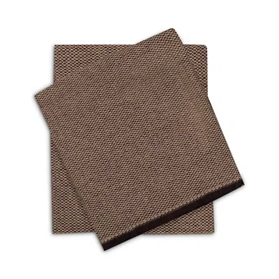 Sofia Cashmere Empire Basketweave Throw Blanket In Brown