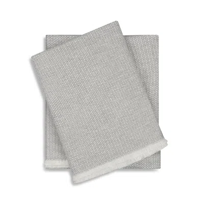 Sofia Cashmere Empire Basketweave Throw Blanket In Gray