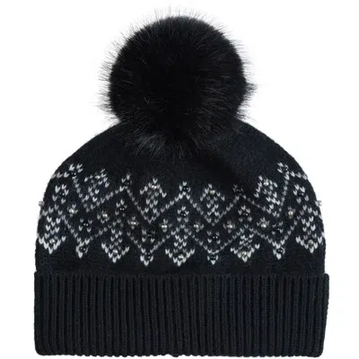 Sofia Cashmere Fair Isle Beaded Cashmere Beanie In White