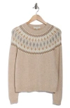 Sofia Cashmere Fair Isle Crewneck Sweater In Brown