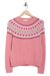 Sofia Cashmere Fair Isle Crewneck Sweater In Pink