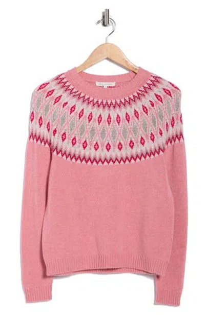 Sofia Cashmere Fair Isle Crewneck Sweater In Pink
