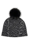 Sofia Cashmere Faux Fur Pom Cashmere Lurex Knit Beanie In Gray