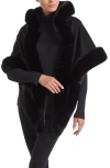 Sofia Cashmere Faux Fur Trim Cashmere Wrap In Black