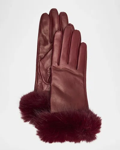 Sofia Cashmere Faux-fur Leather Gloves In 601brd