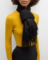 Sofia Cashmere Fringed Cashmere Evening Wrap In Black