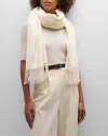 Sofia Cashmere Fringed Cashmere Evening Wrap In Neutral