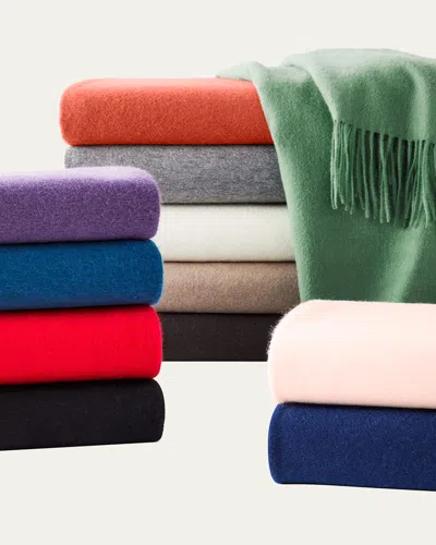 Sofia Cashmere Fringed Cashmere Throw In Chalk