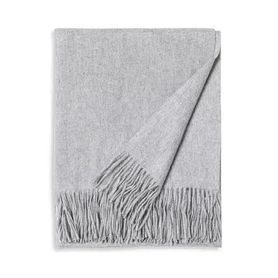 Sofia Cashmere Fringed Throw Blanket In Gray