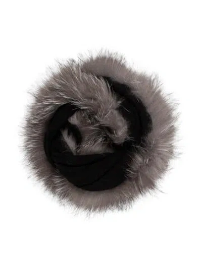 Pre-owned Sofia Cashmere Fur Scarf In Black/grey