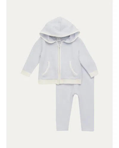 Sofia Cashmere Kids' Girl's Cashmere Zip Hoodie & Pants Set In Blue