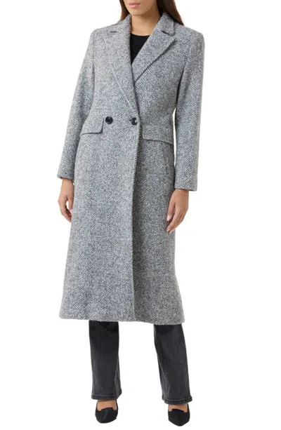Sofia Cashmere Herringbone Wool & Suri Alpaca Blend Coat In Gray
