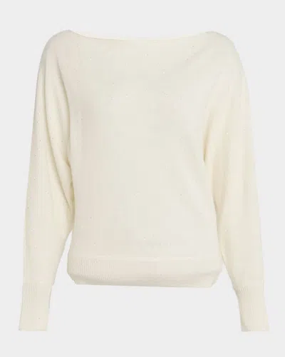 Sofia Cashmere High-neck Sequin Cashmere Sweater In Neutral