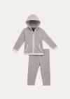 Sofia Cashmere Kid's Cashmere Hoodie And Legging Set In Gray