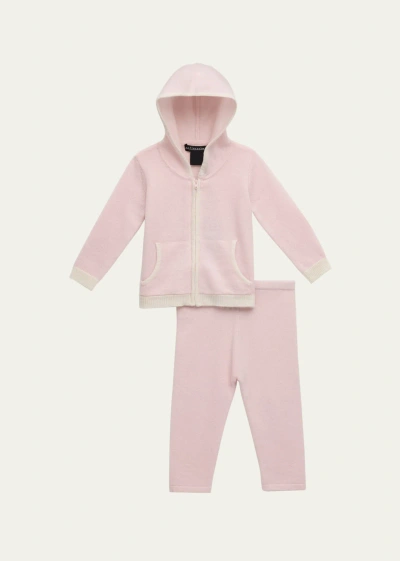 Sofia Cashmere Kid's Cashmere Hoodie And Legging Set In Pink