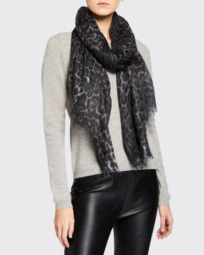 Sofia Cashmere Lightweight Cashmere Leopard-print Scarf In White Leopard