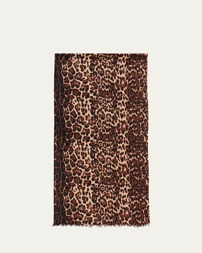 Sofia Cashmere Lightweight Cashmere Leopard-print Scarf In Ltcam