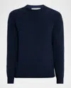 Sofia Cashmere Men's Cashmere Double-knit Crewneck Sweater In Blue