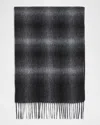 Sofia Cashmere Men's Cashmere Gradient Plaid Scarf In Gray