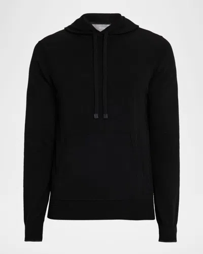 Sofia Cashmere Men's Cashmere Knit Hoodie In Black