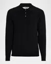 Sofia Cashmere Men's Cashmere Rib-knit Polo Sweater In Black