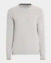 Sofia Cashmere Men's Cashmere Tipped Crewneck Sweater In Brown