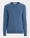 Sofia Cashmere Men's Cashmere Tipped Crewneck Sweater In Blue