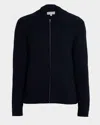 Sofia Cashmere Men's Merino Wool Rib Full-zip Sweater In Black